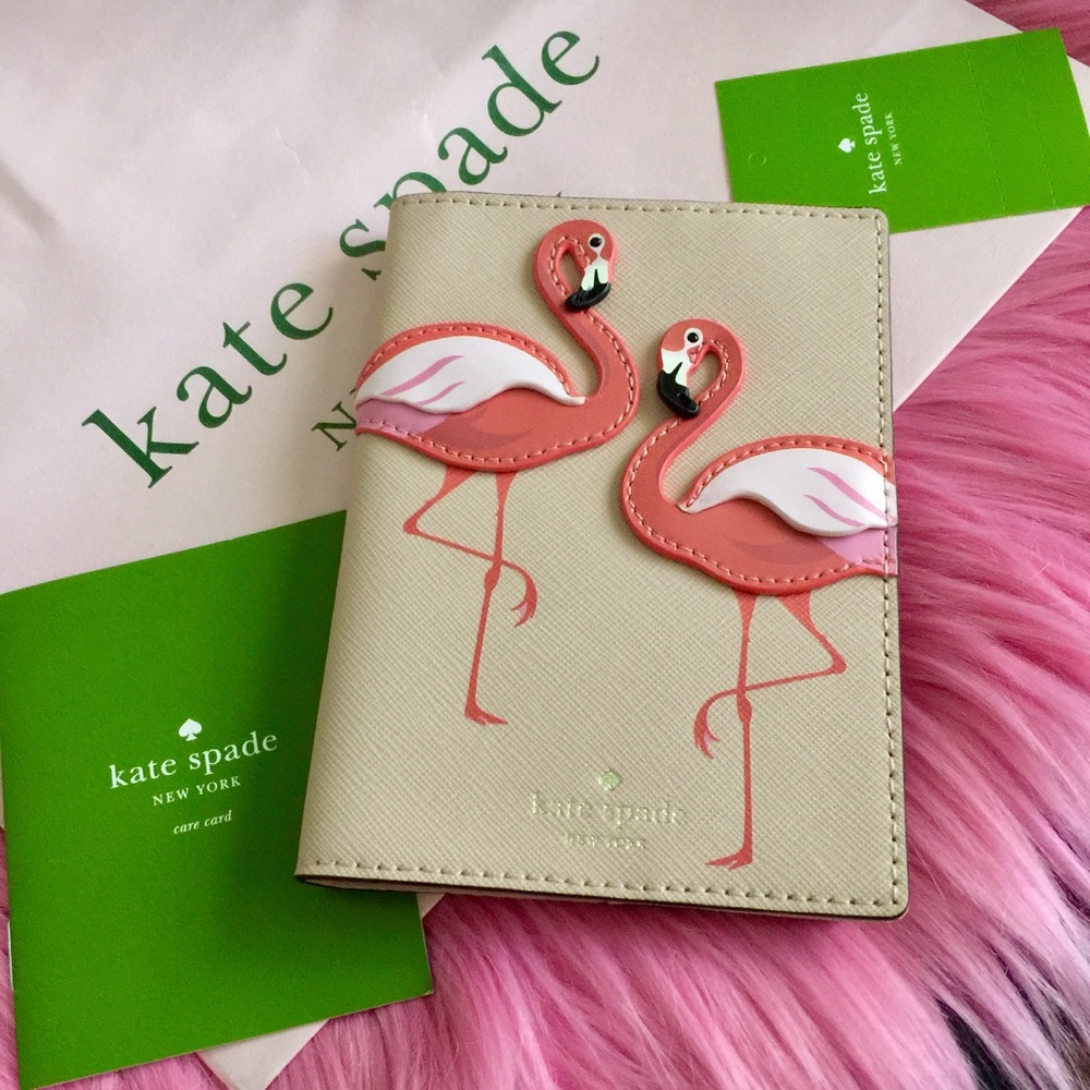 Kate Spade Flamingo Passport Holder Case Bifold